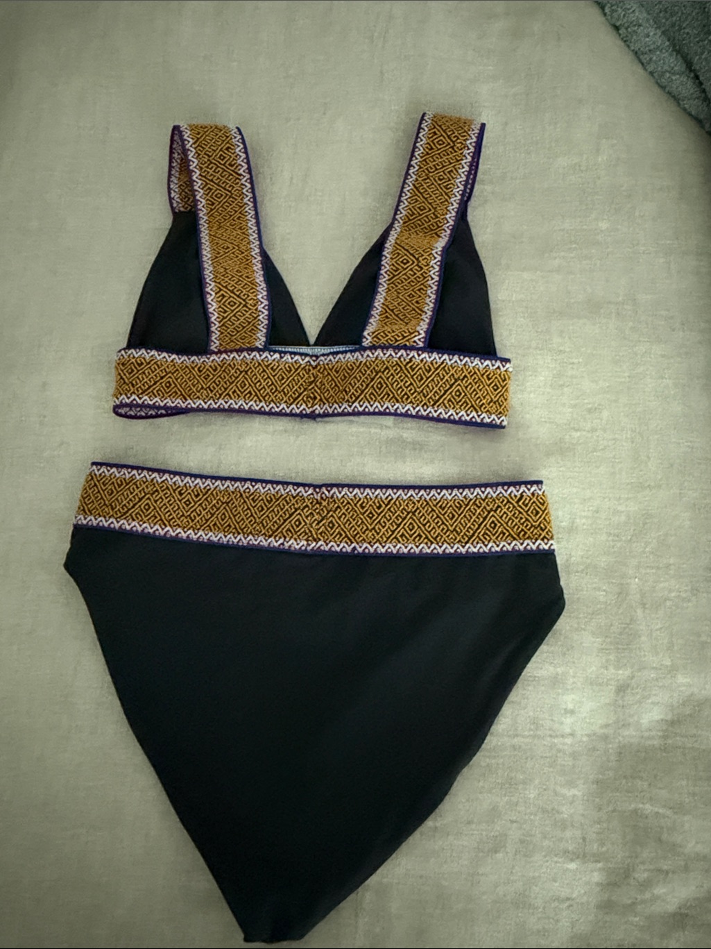 Navy Bikini Set With Gold Patterned Trim — image 4 of 4